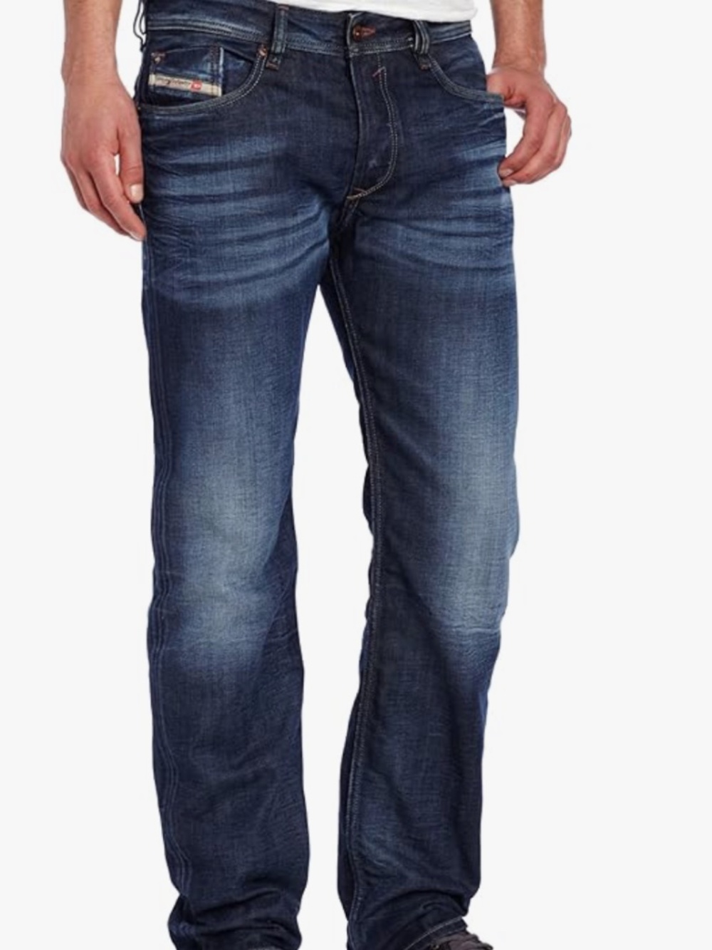 Diesel Waykee Regular Straight Leg Button FlyJeans Men's 38X32 blue medium wash